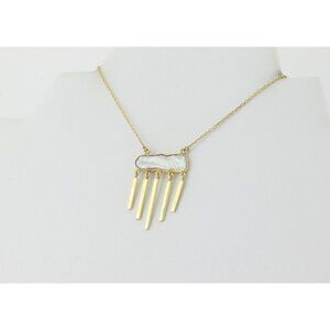 Gold Over Sterling Silver Natural Keshi Pearl Dangle Necklace 16" to 18"